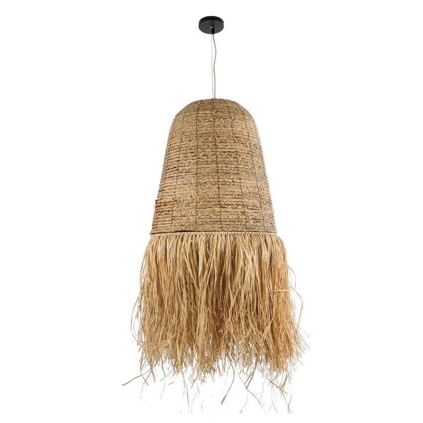PORTOFERRAIO  Boho Κρεμαστό Φωτιστικό Πλέγμα Μονόφωτο 1 x E27 IP20 Μπεζ Ράφια - Μ60 x Π60 x Υ120cm