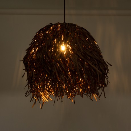 GUADELOUPE  Boho Κρεμαστό Φωτιστικό Πλέγμα Μονόφωτο 1 x E27 IP20 Καφέ Ράφια - Μ50 x Π50 x Υ40cm