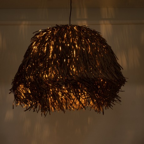GUADELOUPE  Boho Κρεμαστό Φωτιστικό Πλέγμα Μονόφωτο 1 x E27 IP20 Καφέ Ράφια - Μ80 x Π80 x Υ60cm