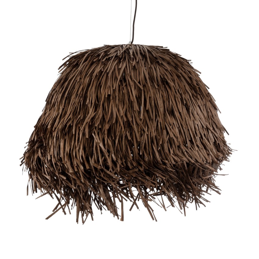 GUADELOUPE  Boho Κρεμαστό Φωτιστικό Πλέγμα Μονόφωτο 1 x E27 IP20 Καφέ Ράφια - Μ80 x Π80 x Υ60cm