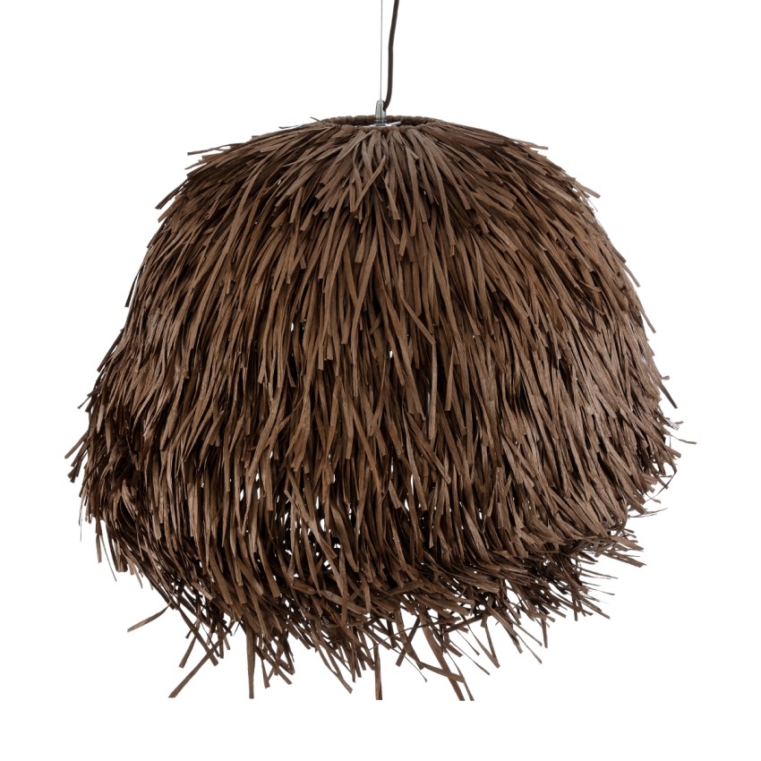 GUADELOUPE  Boho Κρεμαστό Φωτιστικό Πλέγμα Μονόφωτο 1 x E27 IP20 Καφέ Ράφια - Μ80 x Π80 x Υ60cm