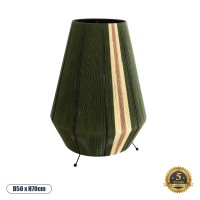 GLOBOSTAR® SALERNO  Boho Επιδαπέδιο Φωτιστικό με Ντουί 1 x E27 AC 220-240V IP20 - Σκούρο Πράσινο & Μπεζ - Μ50 x Π50 x Υ70cm