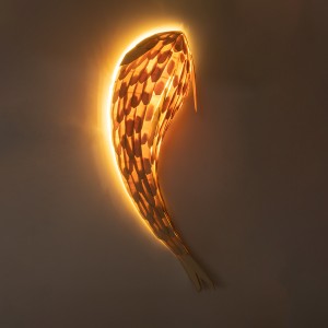 GOURAMI  Boho Επιτοίχιο Φωτιστικό Απλίκα Μονόφωτο 1 x E27 IP20 Μπεζ Ξύλο - Μ98 x Π33 x Υ22.5cm