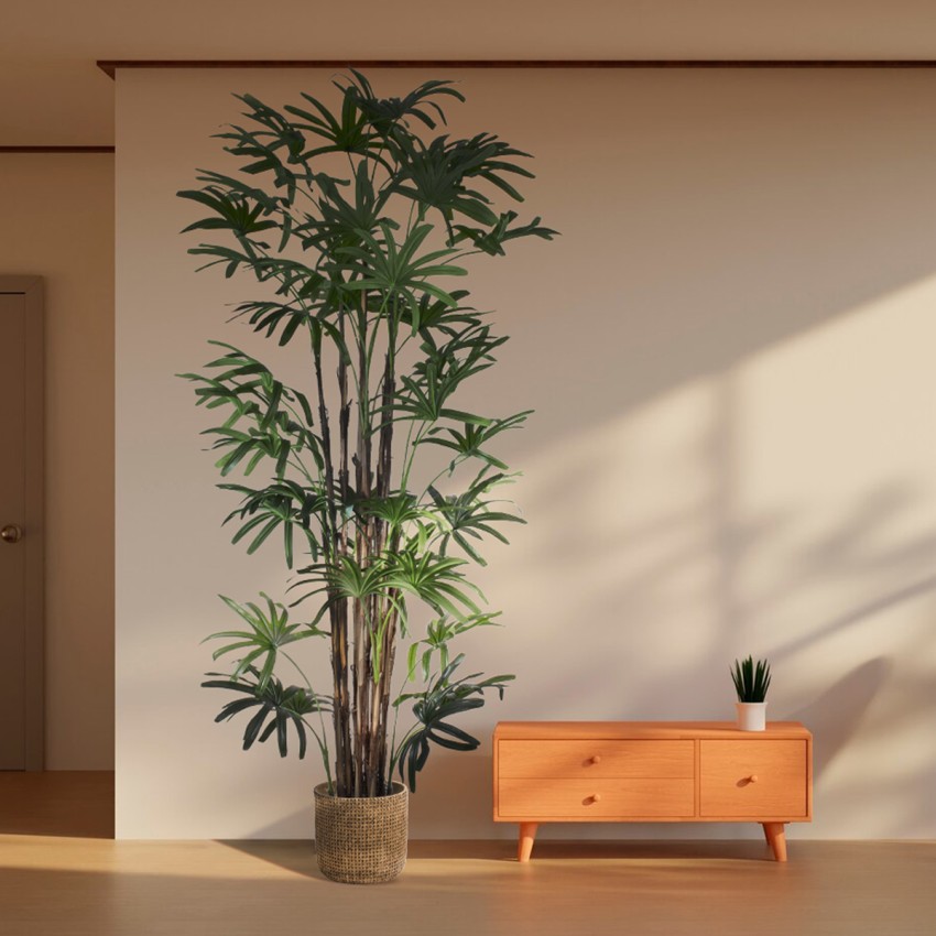 Τεχνητός Κήπος BROADLEAF LADY PALM TREE  Τεχνητό Διακοσμητικό Φυτό Πλατύφυλλος Φοίνικας Μπαμπού Υ300cm