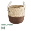 Τεχνητός Κήπος CAROLINA  Διακοσμητικό Πλεκτό Κασπώ Γλάστρα -  Μπεζ με Καφέ και Λευκό Φ23 x Υ23cm