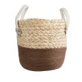 Τεχνητός Κήπος CAROLINA  Διακοσμητικό Πλεκτό Κασπώ Γλάστρα -  Μπεζ με Καφέ και Λευκό Φ23 x Υ23cm