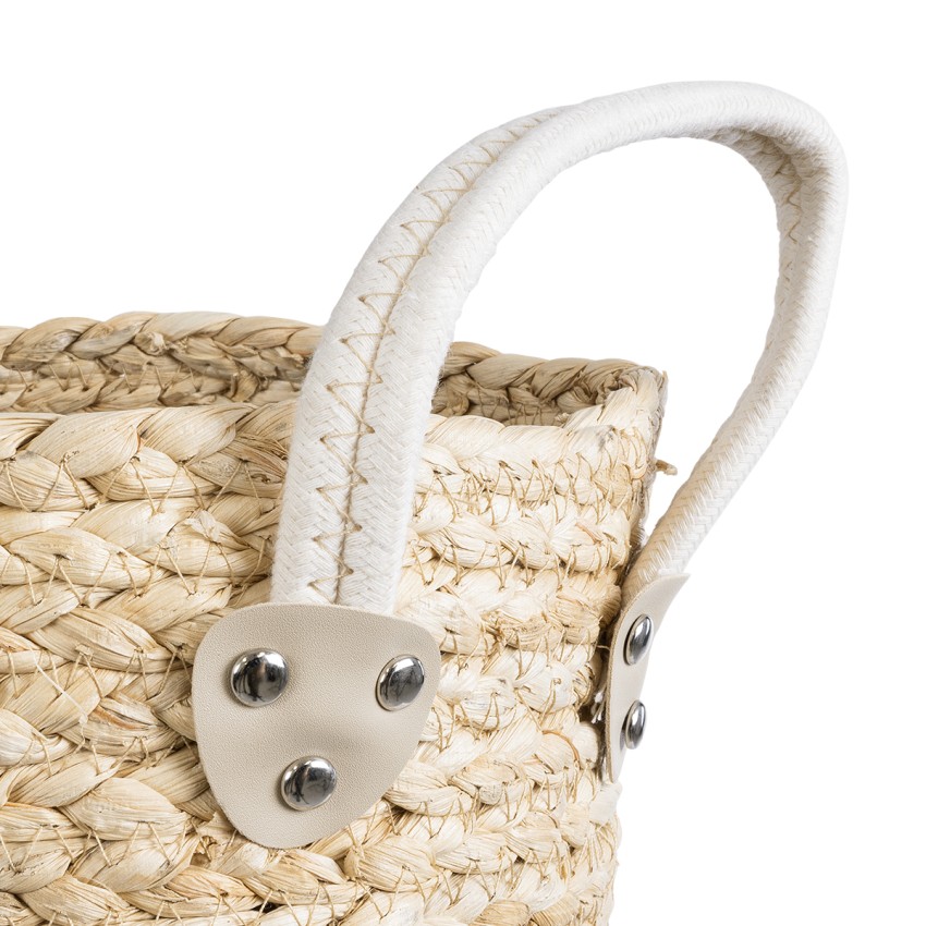 Τεχνητός Κήπος CAROLINA  Διακοσμητικό Πλεκτό Κασπώ Γλάστρα -  Μπεζ με Καφέ και Λευκό Φ23 x Υ23cm