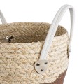 Τεχνητός Κήπος CAROLINA  Διακοσμητικό Πλεκτό Κασπώ Γλάστρα -  Μπεζ με Καφέ και Λευκό Φ33 x Υ28cm