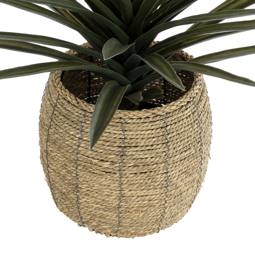 Τεχνητός Κήπος THASSOS  Διακοσμητικό Πλεκτό Κασπώ Γλάστρα -  Καφέ Φ28 x Υ26cm