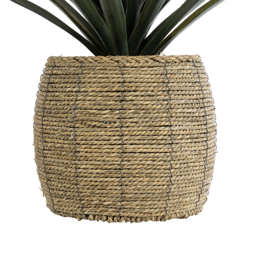Τεχνητός Κήπος THASSOS  Διακοσμητικό Πλεκτό Κασπώ Γλάστρα -  Καφέ Φ28 x Υ26cm