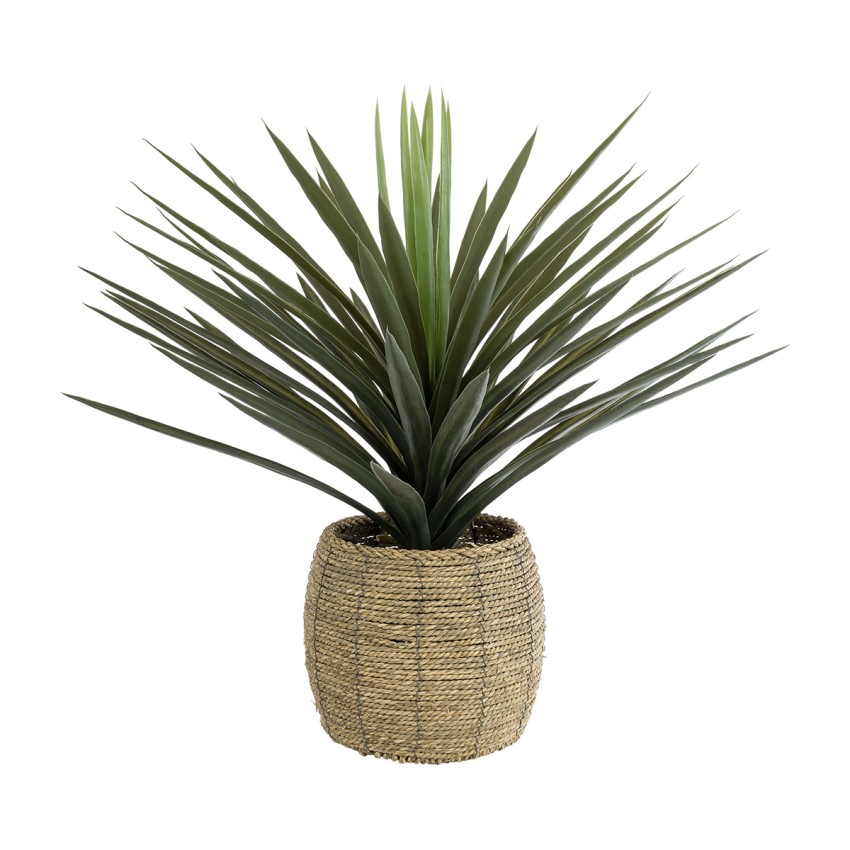 Τεχνητός Κήπος THASSOS  Διακοσμητικό Πλεκτό Κασπώ Γλάστρα -  Καφέ Φ28 x Υ26cm