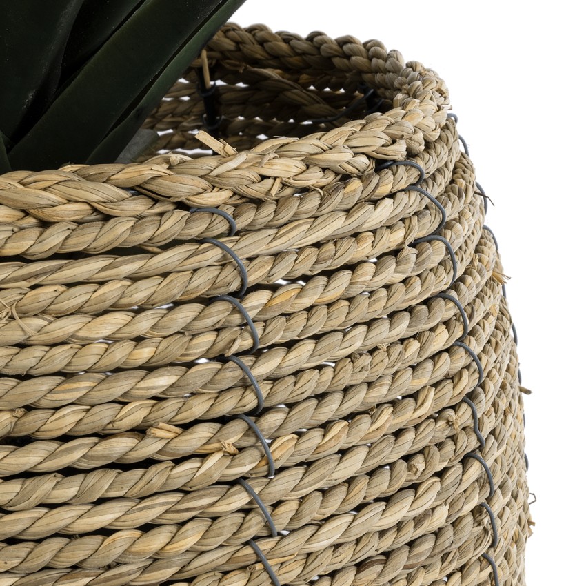 Τεχνητός Κήπος THASSOS  Διακοσμητικό Πλεκτό Κασπώ Γλάστρα -  Καφέ Φ28 x Υ26cm