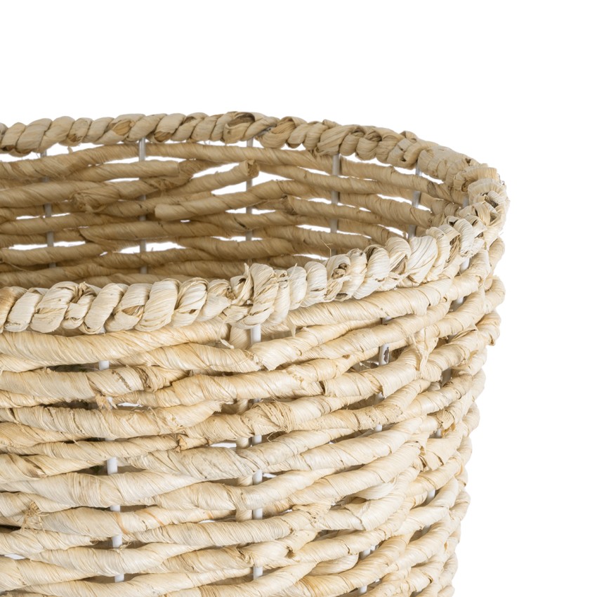 Τεχνητός Κήπος LIMNOS  Διακοσμητικό Πλεκτό Κασπώ Γλάστρα -  Μπεζ με Μπεζ Ξύλο Φ26 x Υ66cm