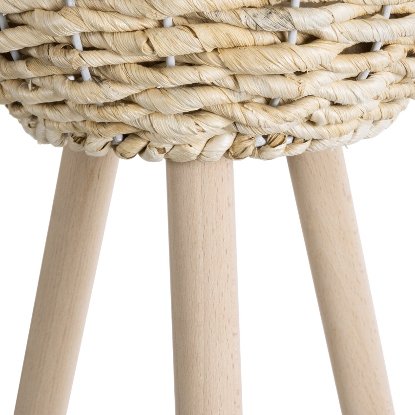 Τεχνητός Κήπος LIMNOS  Διακοσμητικό Πλεκτό Κασπώ Γλάστρα -  Μπεζ με Μπεζ Ξύλο Φ26 x Υ66cm