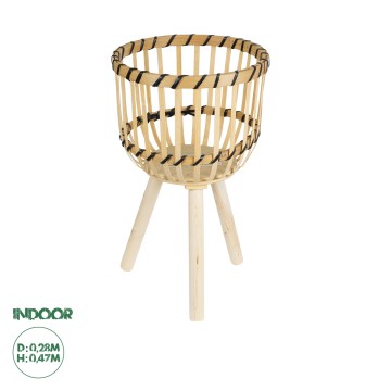 Τεχνητός Κήπος FOLEGANDROS  Διακοσμητικό Ξύλινο Κασπώ Γλάστρα -  Μπεζ Φ28 x Υ47cm