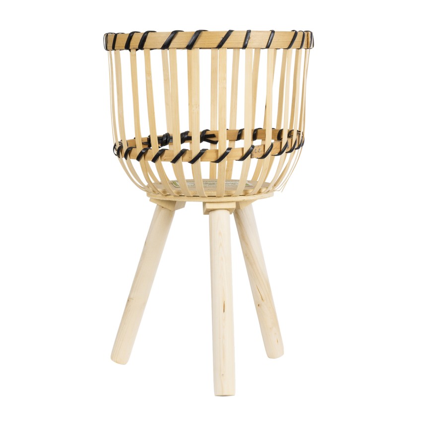 Τεχνητός Κήπος FOLEGANDROS  Διακοσμητικό Ξύλινο Κασπώ Γλάστρα -  Μπεζ Φ28 x Υ47cm