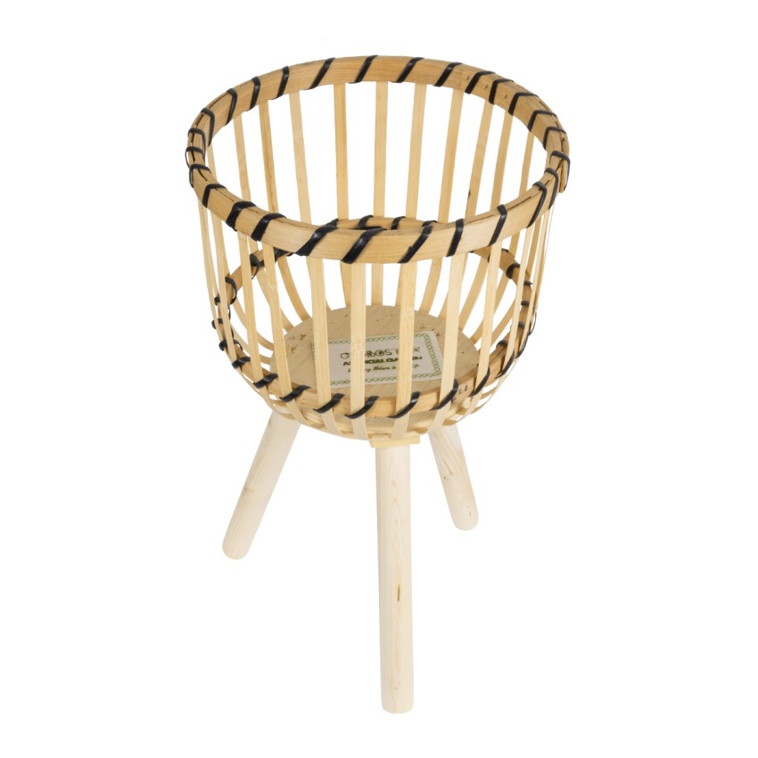 Τεχνητός Κήπος FOLEGANDROS  Διακοσμητικό Ξύλινο Κασπώ Γλάστρα -  Μπεζ Φ28 x Υ47cm