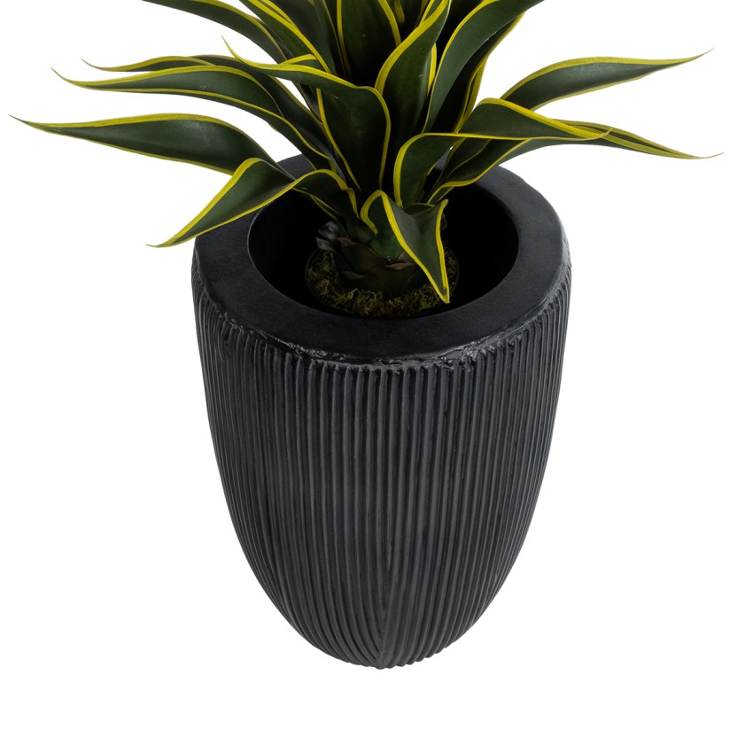 Τεχνητός Κήπος CASTLE  Διακοσμητικό Πολυεστερικό Τσιμεντένιο Κασπώ Γλάστρα -  Μαύρο Φ35 x Υ54cm