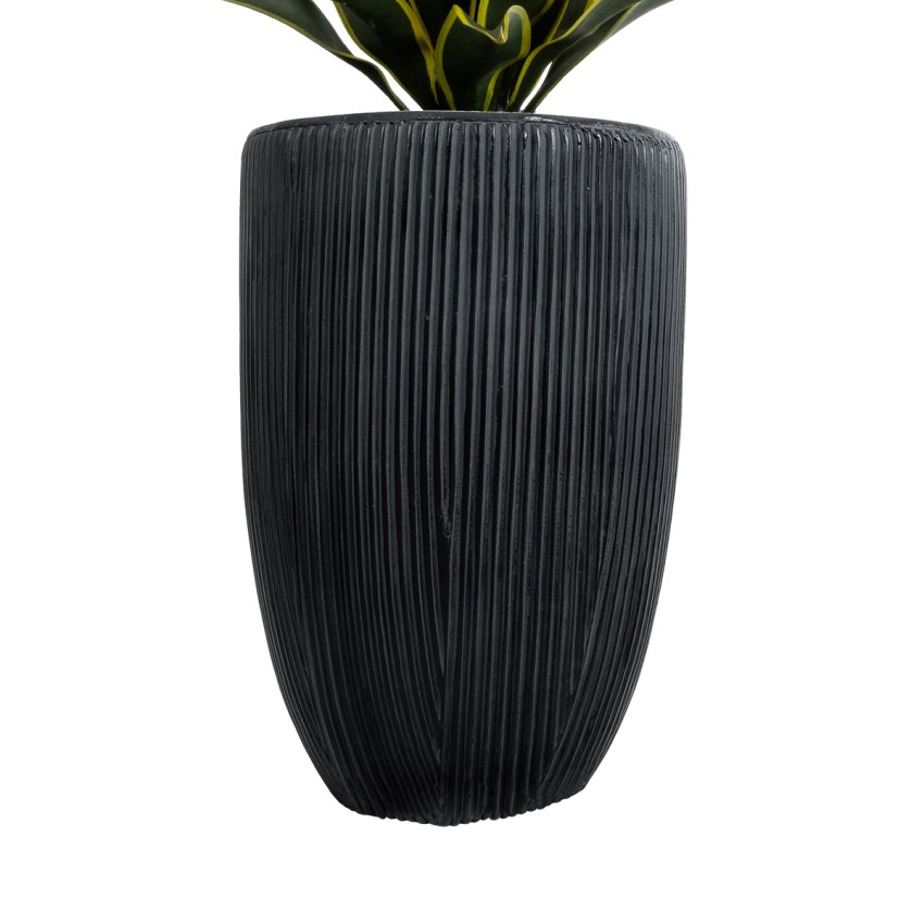 Τεχνητός Κήπος CASTLE  Διακοσμητικό Πολυεστερικό Τσιμεντένιο Κασπώ Γλάστρα -  Μαύρο Φ35 x Υ54cm