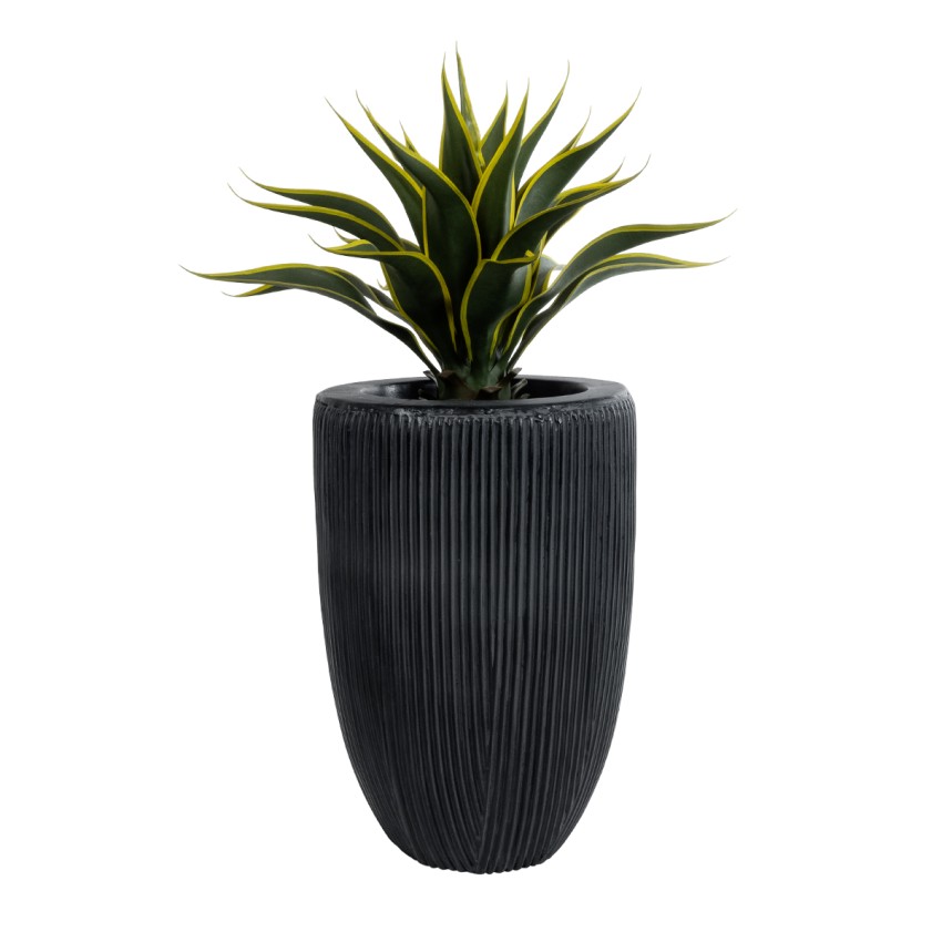 Τεχνητός Κήπος CASTLE  Διακοσμητικό Πολυεστερικό Τσιμεντένιο Κασπώ Γλάστρα -  Μαύρο Φ35 x Υ54cm