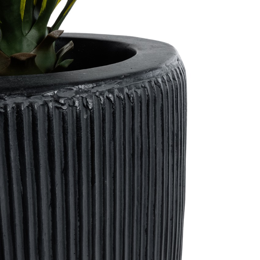 Τεχνητός Κήπος CASTLE  Διακοσμητικό Πολυεστερικό Τσιμεντένιο Κασπώ Γλάστρα -  Μαύρο Φ35 x Υ54cm