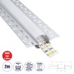 GLOBOSTAR® ALP-PLASTERIN GYPSO  Χωνευτό Προφίλ Αλουμινίου Ειδικό για Γυψοσανίδα με Λευκό Γαλακτερό Πατητό Κάλυμμα για Ταινίες LED IP20 - Ασημί & Λευκό - Μ200 x Π6.7 x Υ1.3cm - Πακέτο 5 Τεμαχίων