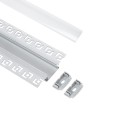 GLOBOSTAR® ALP-PLASTERIN GYPSO  Χωνευτό Προφίλ Αλουμινίου Ειδικό για Γυψοσανίδα με Λευκό Γαλακτερό Πατητό Κάλυμμα για Ταινίες LED IP20 - Ασημί & Λευκό - Μ200 x Π6.7 x Υ1.3cm - Πακέτο 5 Τεμαχίων