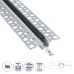 PLASTERBOARD-PROFILE  Προφίλ Αλουμινίου - Βάση & Ψύκτρα Ταινίας LED με Μαύρο Φιμέ Κάλυμμα - Χωνευτή Χρήση σε Γυψοσανίδα - Trimless - Πατητό Κάλυμμα - Ασημί - 1 Μέτρο - Μ100 x Π5.6 x Υ1.5cm