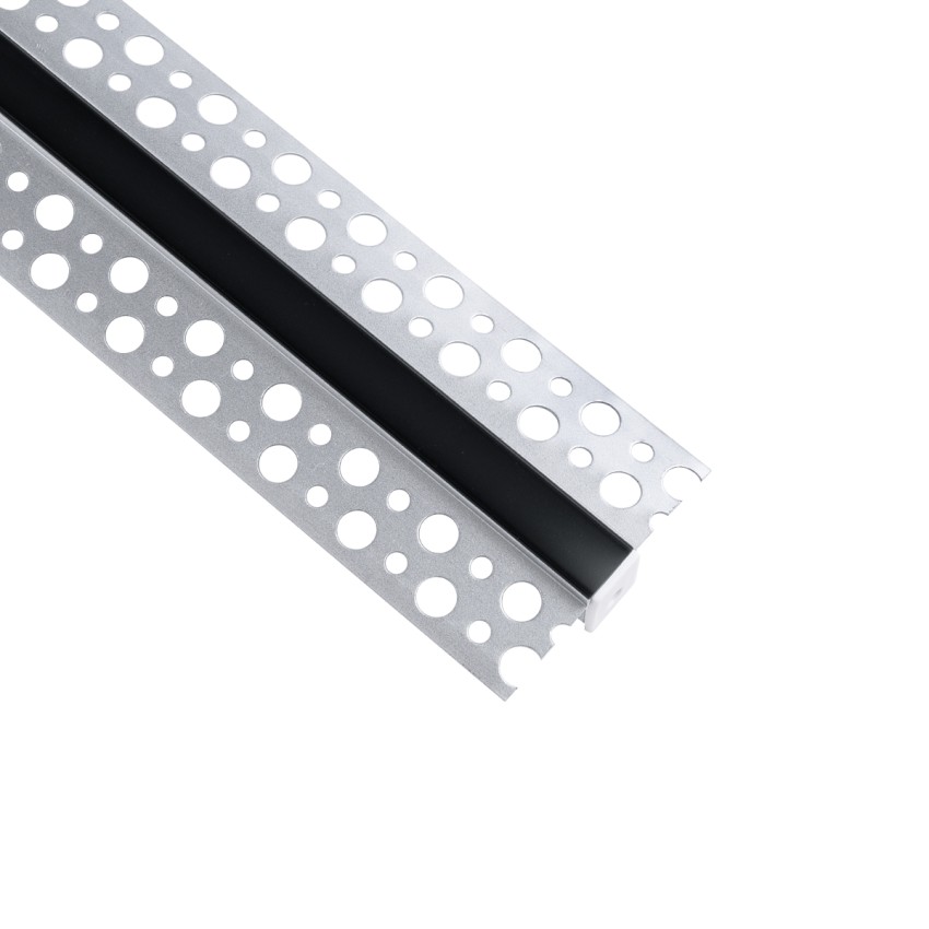 PLASTERBOARD-PROFILE  Προφίλ Αλουμινίου - Βάση & Ψύκτρα Ταινίας LED με Μαύρο Φιμέ Κάλυμμα - Χωνευτή Χρήση σε Γυψοσανίδα - Trimless - Πατητό Κάλυμμα - Ασημί - 1 Μέτρο - Μ100 x Π5.6 x Υ1.5cm