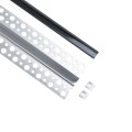 PLASTERBOARD-PROFILE  Προφίλ Αλουμινίου - Βάση & Ψύκτρα Ταινίας LED με Μαύρο Φιμέ Κάλυμμα - Χωνευτή Χρήση σε Γυψοσανίδα - Trimless - Πατητό Κάλυμμα - Ασημί - 2 Μέτρα - Πακέτο 5 Τεμαχίων - Μ200 x Π5.6 x Υ1.5cm