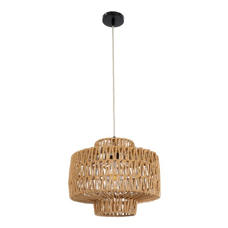 GLOBOSTAR® JENSON  Boho Κρεμαστό Φωτιστικό Οροφής με Ντουί 1 x E27 AC 220-240V IP20 - Μπεζ - Μ33 x Π33 x Υ28cm
