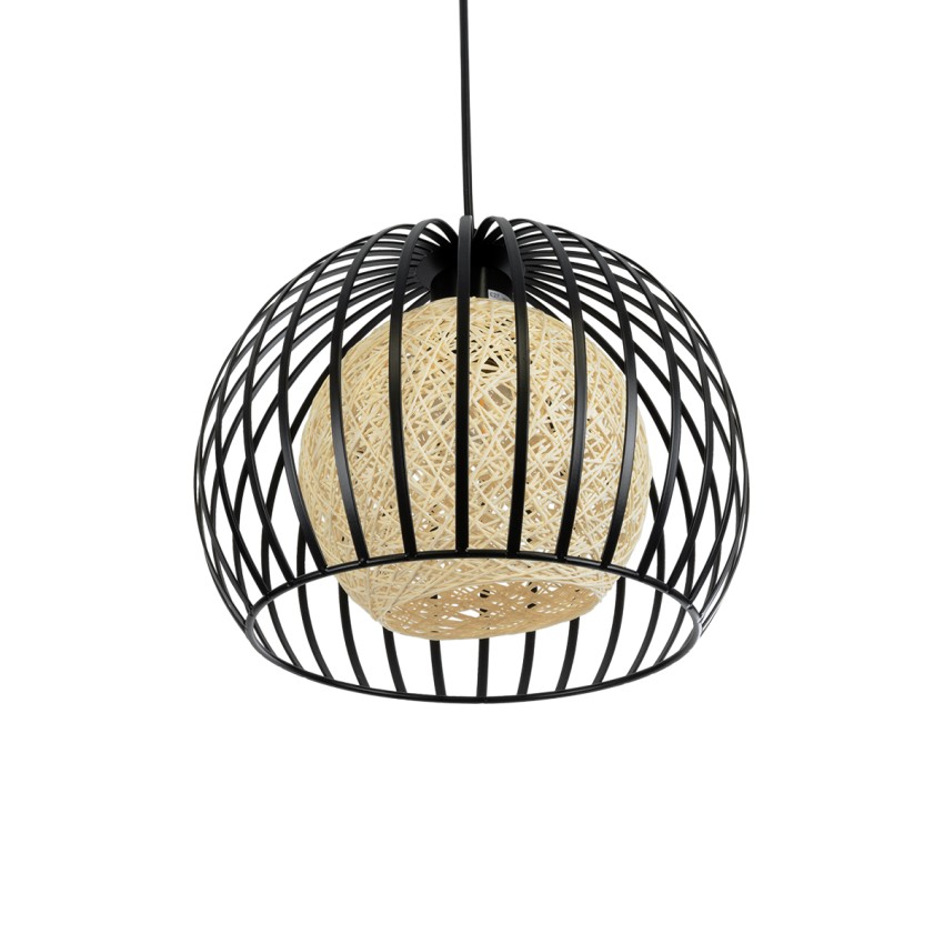 CARTER  Μοντέρνο Κρεμαστό Φωτιστικό Πλέγμα Μονόφωτο 1 x E27 IP20 Μαύρο Μέταλλο με Μελί Γυαλί - Μ28 x Π28 x Υ23cm