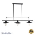 GLOBOSTAR® REGAL  Vintage Φωτιστικό Οροφής με Ντουί 3 x E27 AC 220-240V IP20 - Μαύρο - Μ110 x Π26 x Υ75cm