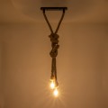GLOBOSTAR® ROPE  Boho Κρεμαστό Φωτιστικό Οροφής με Ντουί 2 x E27 AC 220-240V IP20 - Μπεζ - Μ38 x Π3.5 x Υ200cm