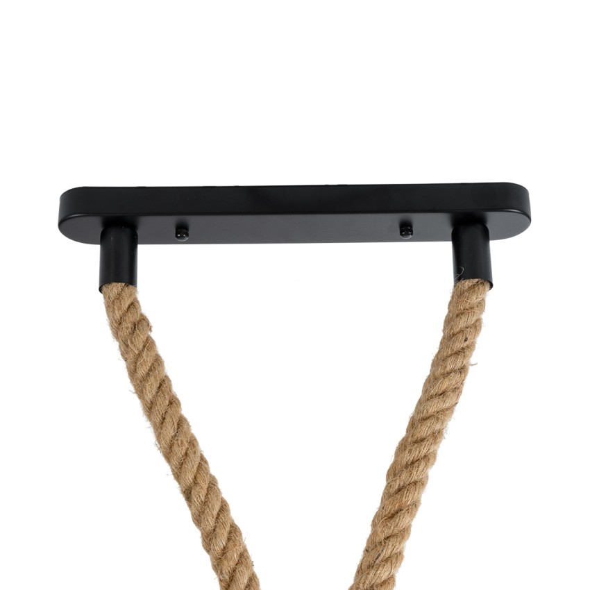 GLOBOSTAR® ROPE  Boho Κρεμαστό Φωτιστικό Οροφής με Ντουί 2 x E27 AC 220-240V IP20 - Μπεζ - Μ38 x Π3.5 x Υ200cm