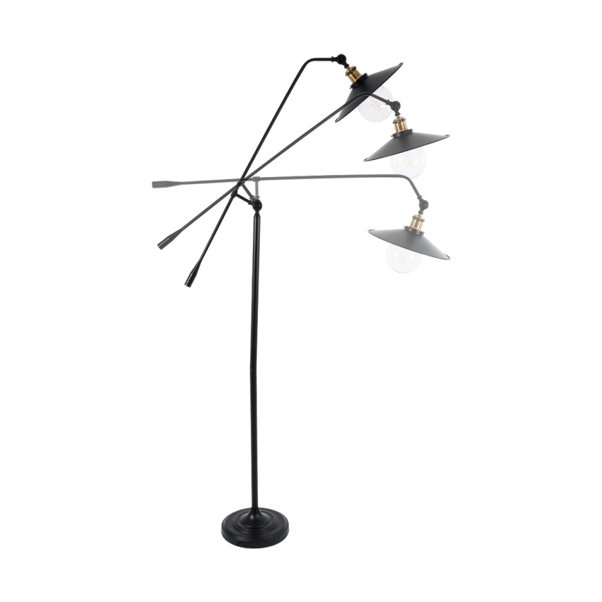 WYNGE  Vintage Επιδαπέδιο Φωτιστικό Μονόφωτο 1 x E27 IP20 Μαύρο & Χρυσό Μέταλλο - Μ95 x Π27 x Υ174cm