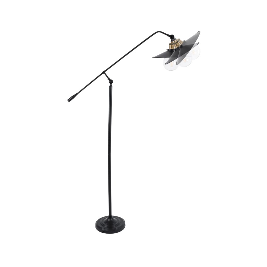 WYNGE  Vintage Επιδαπέδιο Φωτιστικό Μονόφωτο 1 x E27 IP20 Μαύρο & Χρυσό Μέταλλο - Μ95 x Π27 x Υ174cm