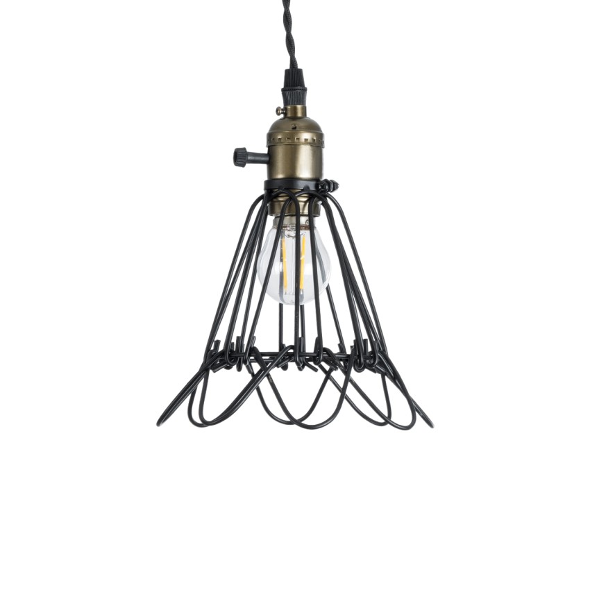 FLOWER IRON RUST  Vintage Κρεμαστό Φωτιστικό Πλέγμα Μονόφωτο 1 x E27 IP20 Μαύρο Μέταλλο - Μ10 x Π10 x Υ20cm