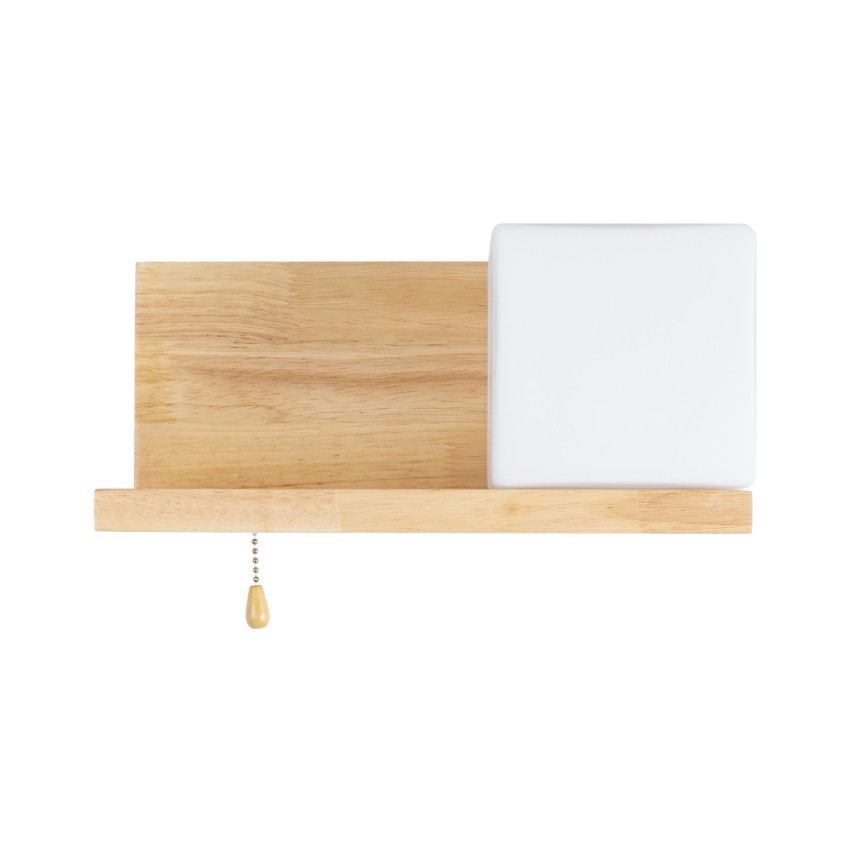 AMITY  Μοντέρνο Επιτοίχιο Φωτιστικό Απλίκα Μονόφωτο 1 x E27 IP20 Μπεζ Ξύλο με Λευκό Γυαλί - Μ30 x Π14.5 x Υ15cm