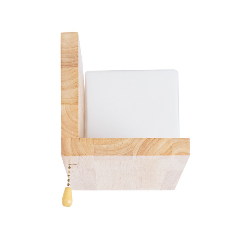 AMITY  Μοντέρνο Επιτοίχιο Φωτιστικό Απλίκα Μονόφωτο 1 x E27 IP20 Μπεζ Ξύλο με Λευκό Γυαλί - Μ30 x Π14.5 x Υ15cm