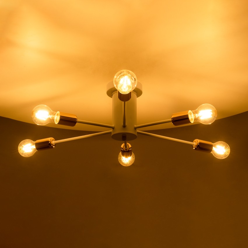 OLINDA  Μοντέρνο Φωτιστικό Οροφής Πλέγμα Πολύφωτο 6 x E27 IP20 Λευκό & Χάλκινο - Μέταλλο Μ60 x Π60 x Υ20cm