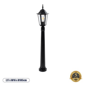 ELLIPSE  Vintage Φωτιστικό Κολωνάκι Κήπου  Μονόφωτο 1 x E27 Μαύρο Μεταλλικό Πλέγμα L17 x W16 x H105cm