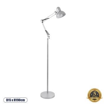 GLOBOSTAR® AUDREY  Vintage Επιδαπέδιο Φωτιστικό με Ντουί 1 x E27 AC 220-240V IP20 - Ασημί - Μ15 x Π15 x Υ190cm