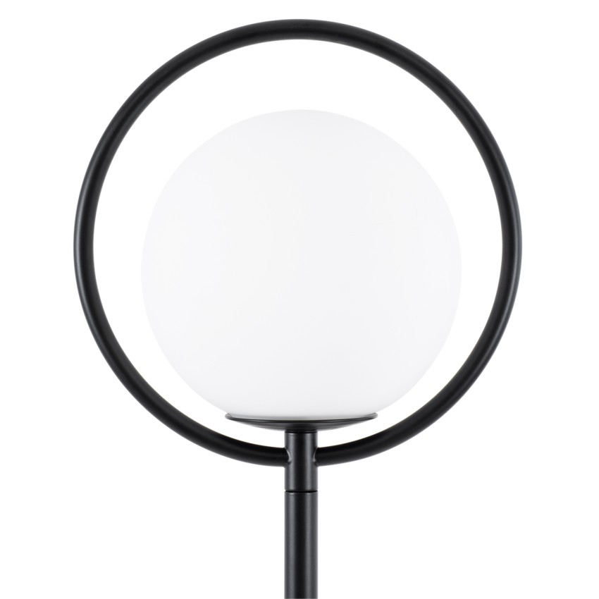 VERSAILLES  Μοντέρνο Επιδαπέδιο Φωτιστικό Μονόφωτο 1 x E27 IP20 Μαύρο Αλουμίνιο, Λευκό Γυαλί με Γκρι Μάρμαρο - Μ25 x Π25 x Υ150cm