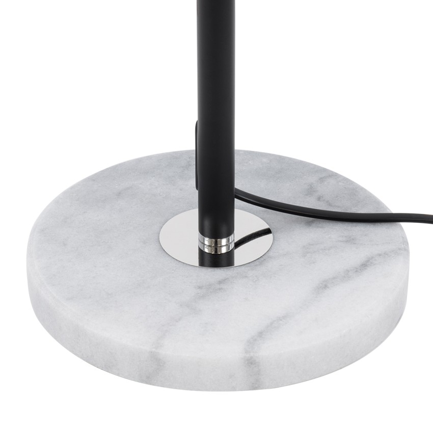 VERSAILLES  Μοντέρνο Επιδαπέδιο Φωτιστικό Μονόφωτο 1 x E27 IP20 Μαύρο Αλουμίνιο, Λευκό Γυαλί με Γκρι Μάρμαρο - Μ25 x Π25 x Υ150cm