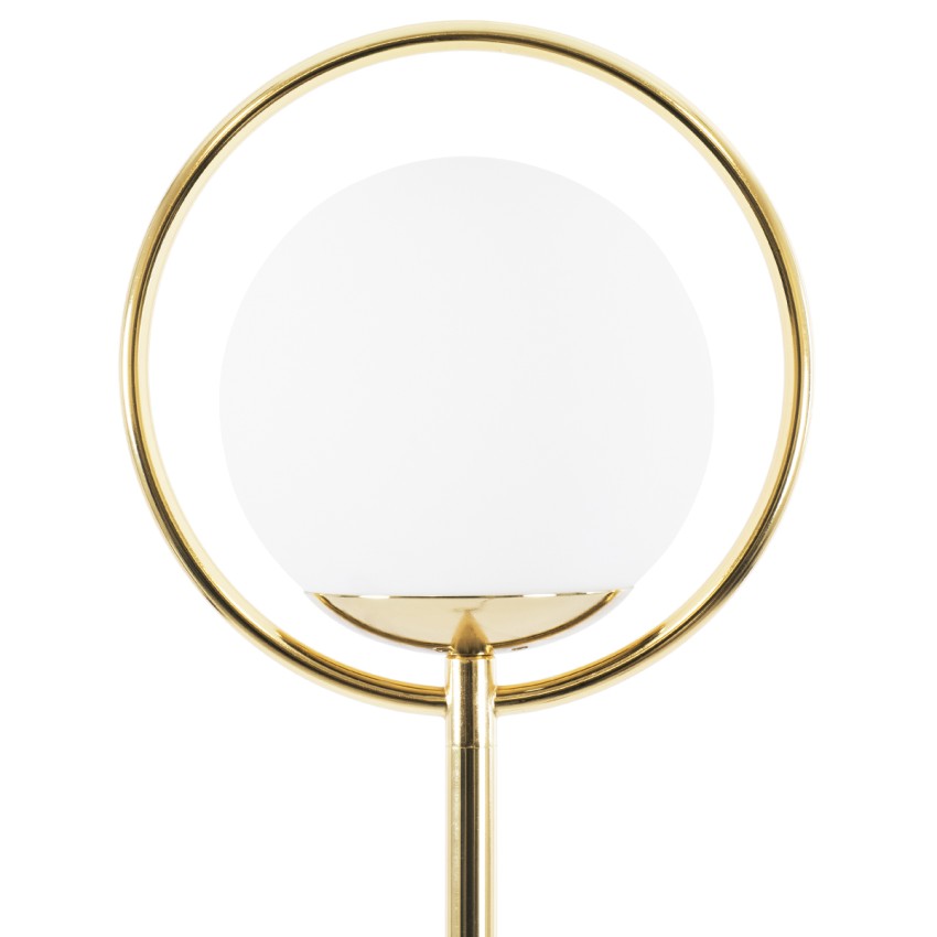 VERSAILLES  Μοντέρνο Επιδαπέδιο Φωτιστικό Μονόφωτο 1 x E27 IP20 Χρυσό Αλουμίνιο, Λευκό Γυαλί με Γκρι Μάρμαρο - Μ25 x Π25 x Υ150cm