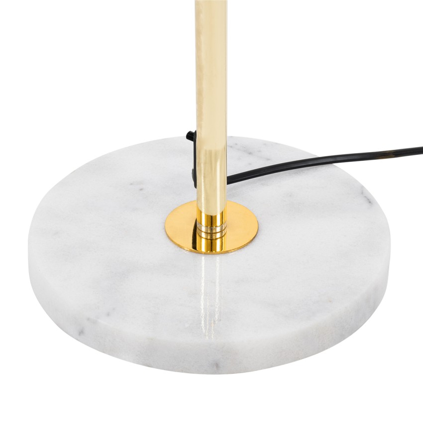 VERSAILLES  Μοντέρνο Επιδαπέδιο Φωτιστικό Μονόφωτο 1 x E27 IP20 Χρυσό Αλουμίνιο, Λευκό Γυαλί με Γκρι Μάρμαρο - Μ25 x Π25 x Υ150cm