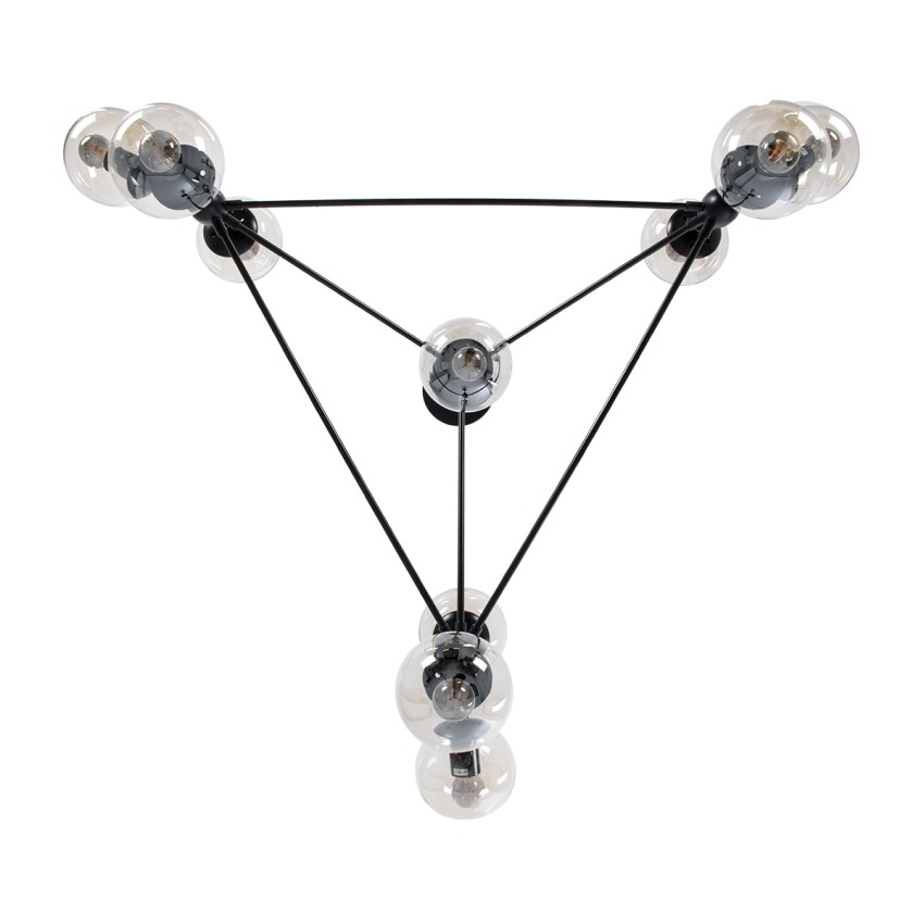 GLOBOSTAR® SENTINEL  Μοντέρνο Φωτιστικό Οροφής με Ντουί 10 x E27 AC 220-240V IP20 - Μαύρο & Διάφανο - Μ105 x Π80 x Υ90cm