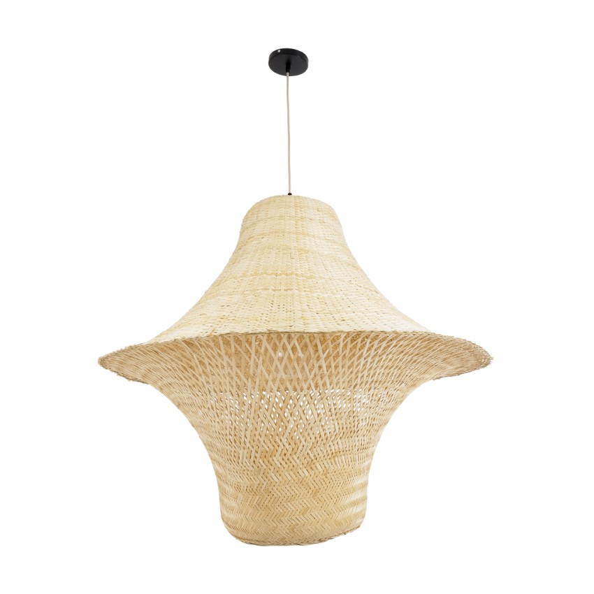 JUNIPER  Boho Κρεμαστό Φωτιστικό Καμπάνα Μονόφωτο 1 x E27 IP20 Μπεζ Ξύλο - Μ100 x Π100 x Υ90cm