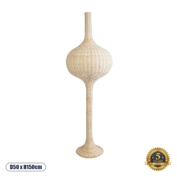 ALADDIN  Boho Επιδαπέδιο Φωτιστικό Μονόφωτο 1 x E27 IP20 Μπεζ Ξύλο - Μ50 x Π50 x Υ150cm